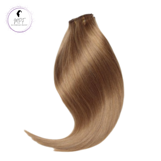 Extension à clips en cheveux 100% naturels - Blond avec reflets