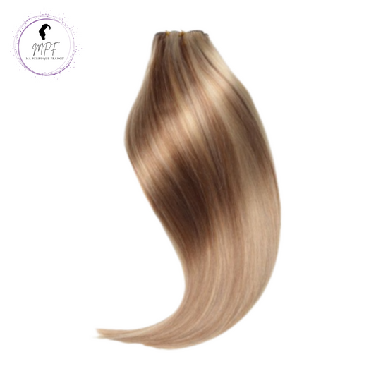 Extension à clips en cheveux 100% naturels - Blond méché